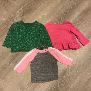 3 Jumping Beans, Cat & Jack, & TCP baby girl long sleeve tshirts size 12-18M EUC